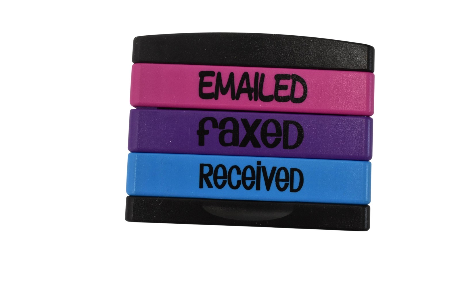 Stack Stamp Triple Pre-Inked Office Stamp EMAILED FAXED RECEIVED Colorful Set