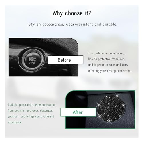 Bling Car Push Start Button Cover, Anti Scratch Ignition Protective Cap, Black