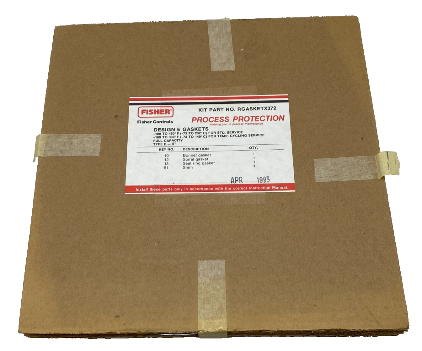 FISHER CONTROLS RGASKETX372 GASKET ASSEMBLEY REPAIR KIT, DESIGN E, RGASKETX222