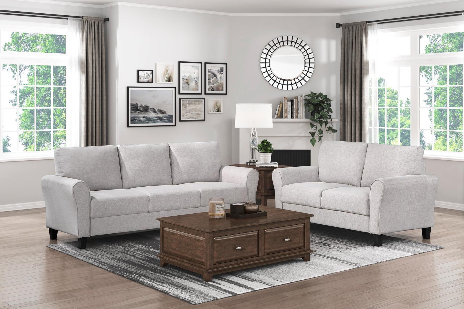 Sand Hued Textured Fabric Upholstered 1pc Sofa 34" W x 34.5"H