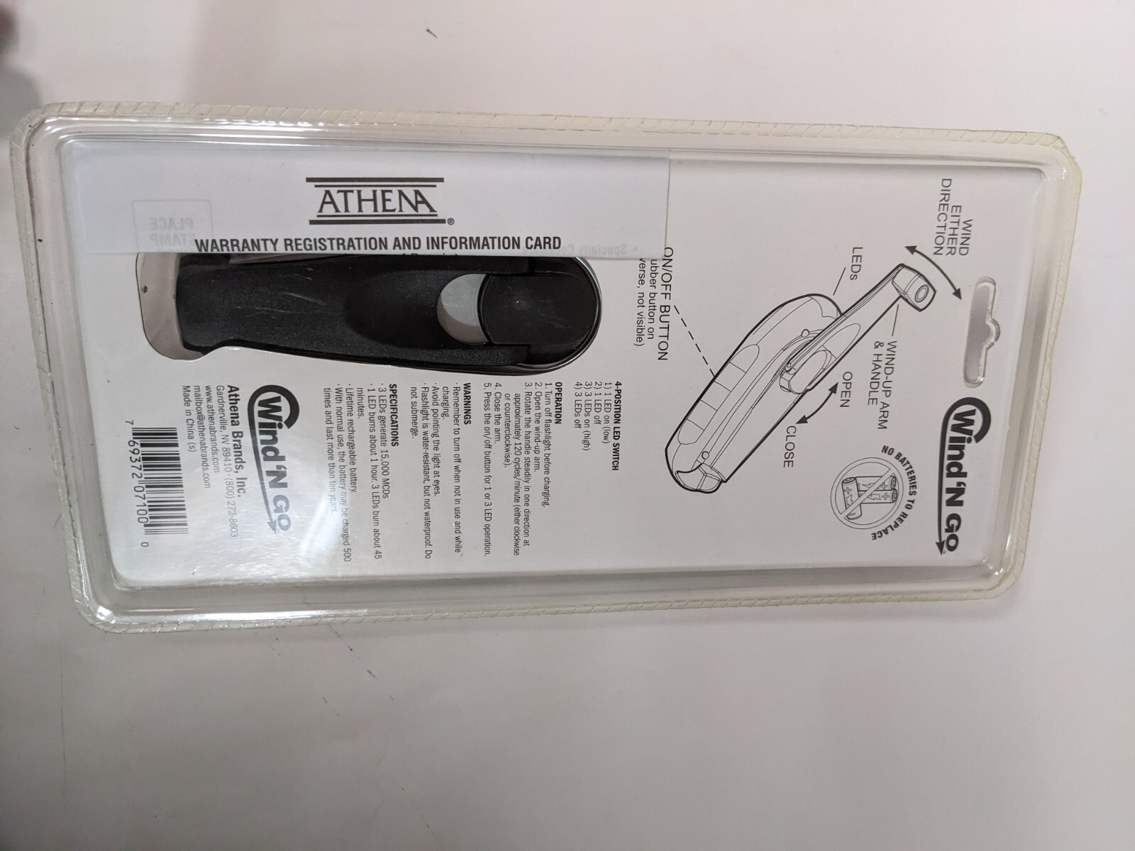 WIND 'N GO LED Windup Flashlight Kinetic Charge NEW OLD STOCK