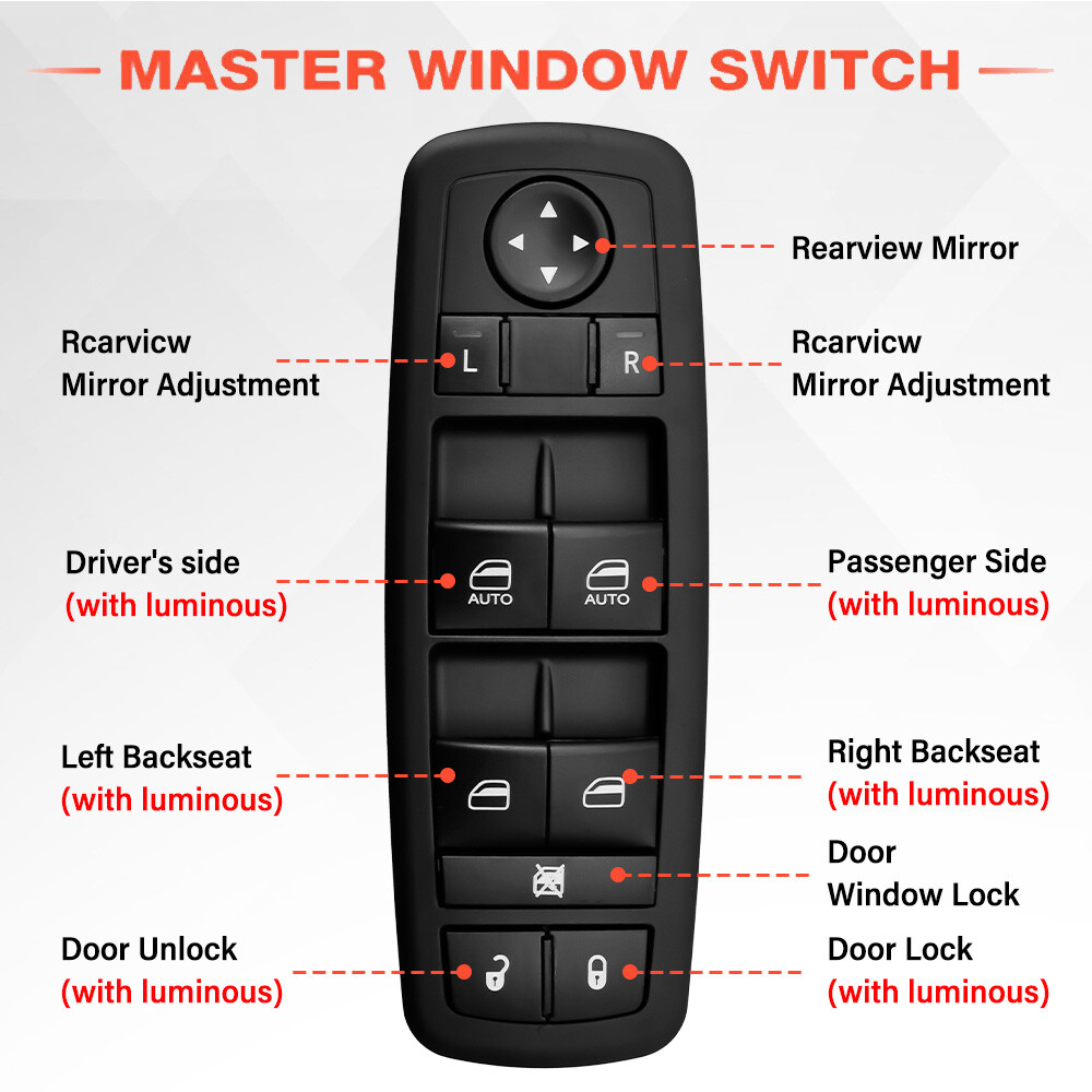 For 2011-2013 Dodge Durango 3.6/5.7L Master Power Window Switch Front 68086693AC