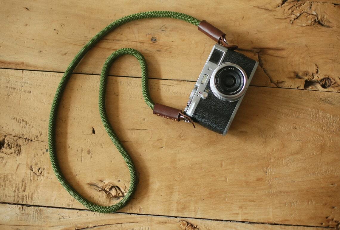 Army green climbing rope 10mm handmade camera strap