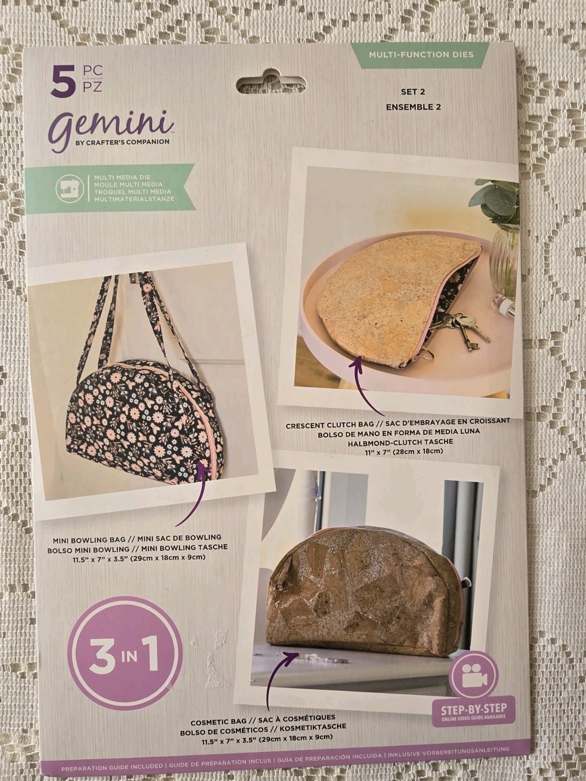 Gemini "Bag Making Dies"Pattern & Instruction kit By Crafter's Companion