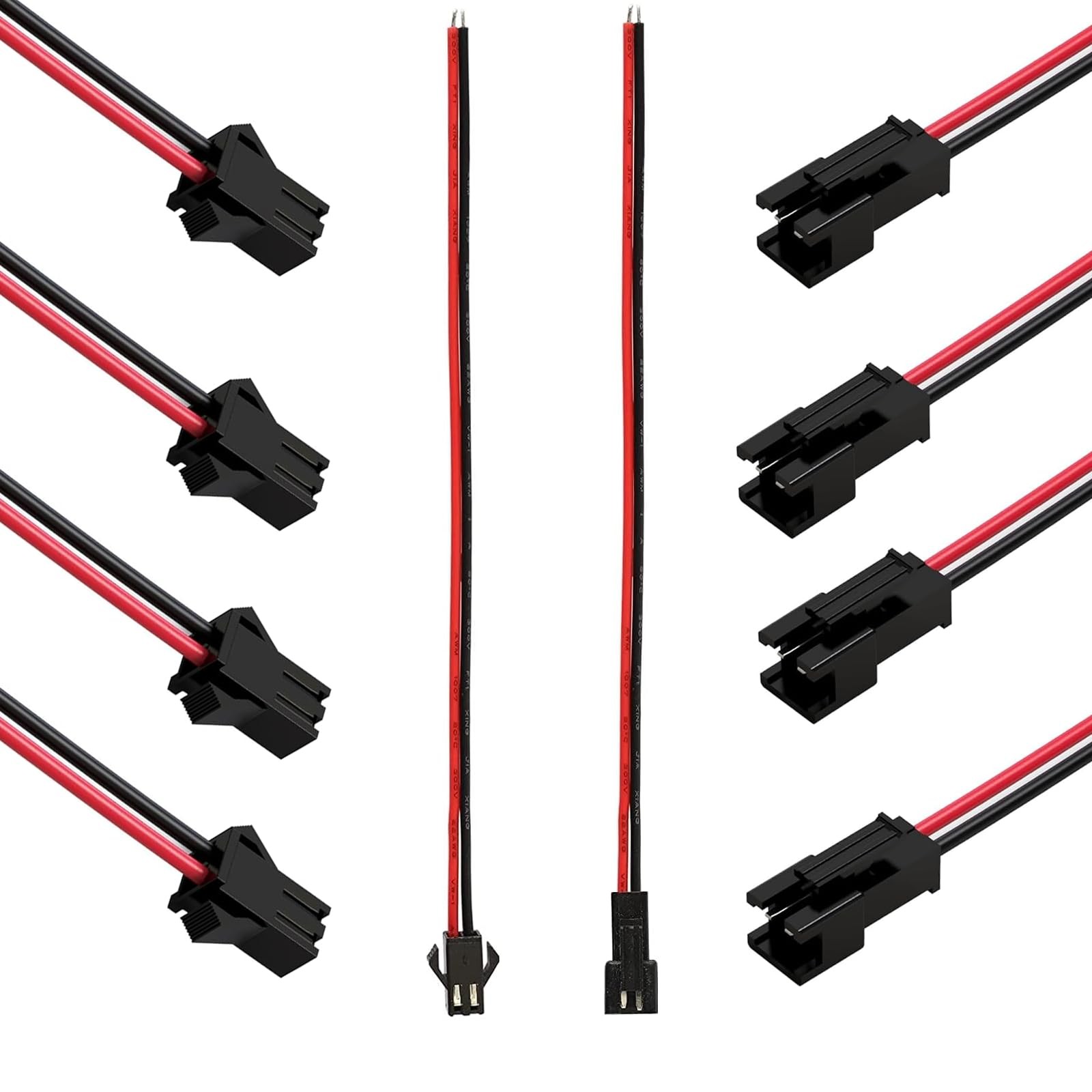 20 Pairs JST SM 2 Pin 22 AWG Male & Female Connector Plug with 135mm Cable -