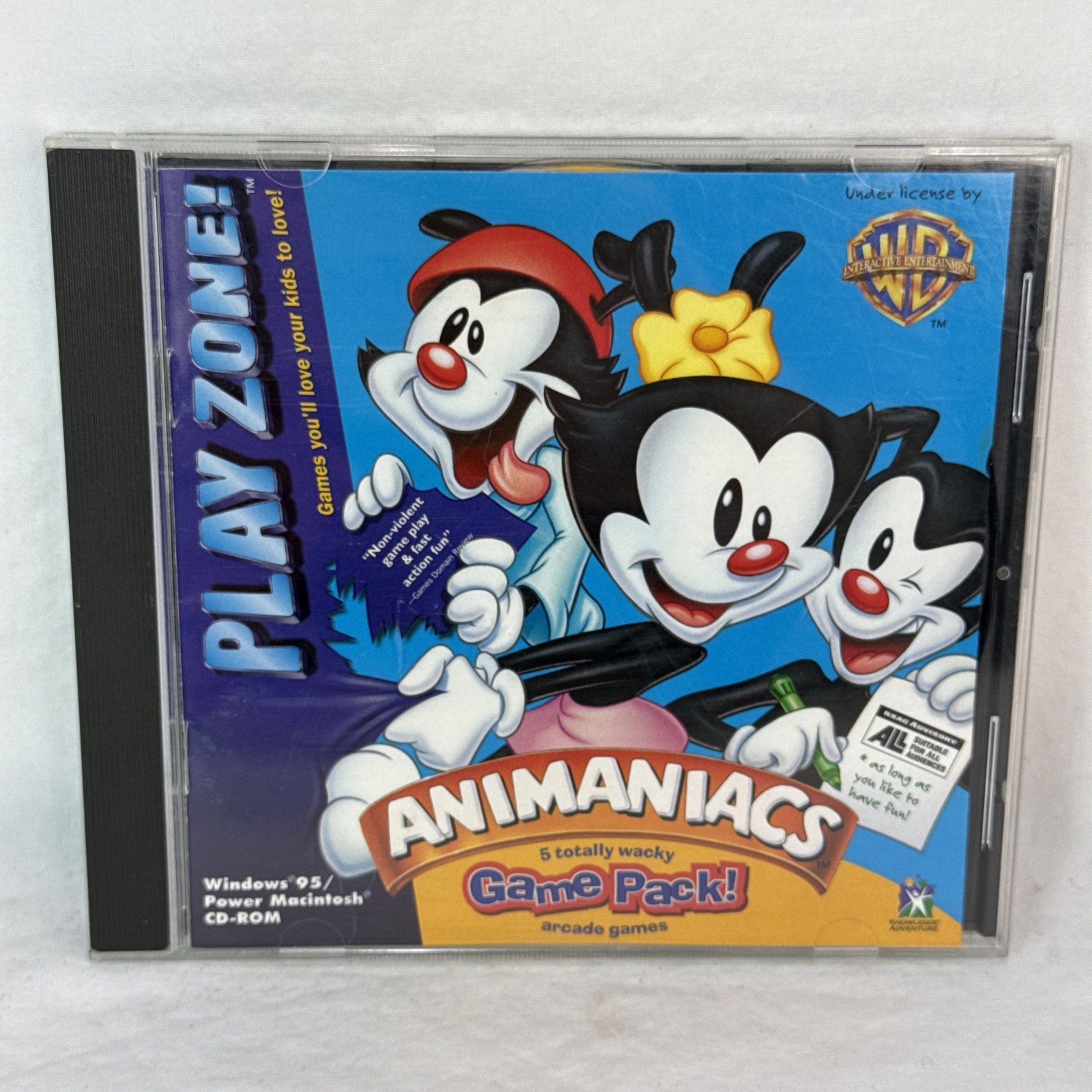 Animaniacs Game Pack PC CD ROM Windows 95 Play Zone VTG CIB Complete Funny Bone