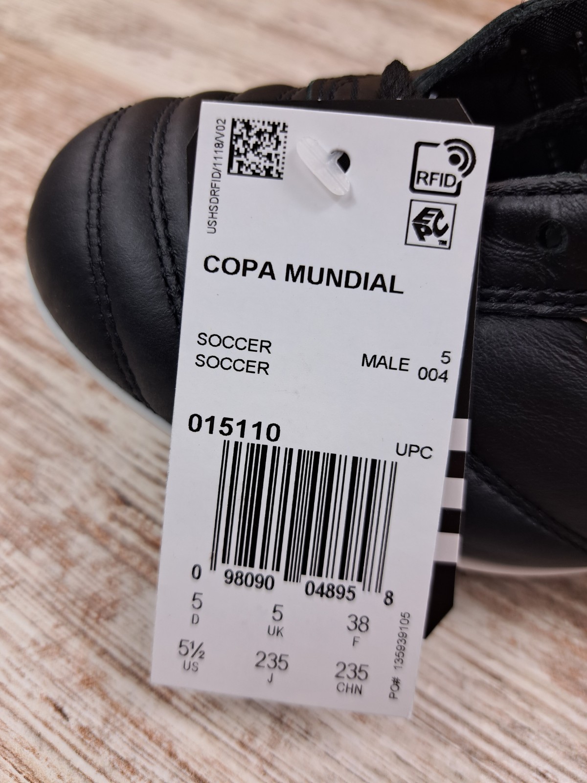 Adidas Copa Mundial Leather Soccer Cleats Black White Men's Size 5.5 NEW