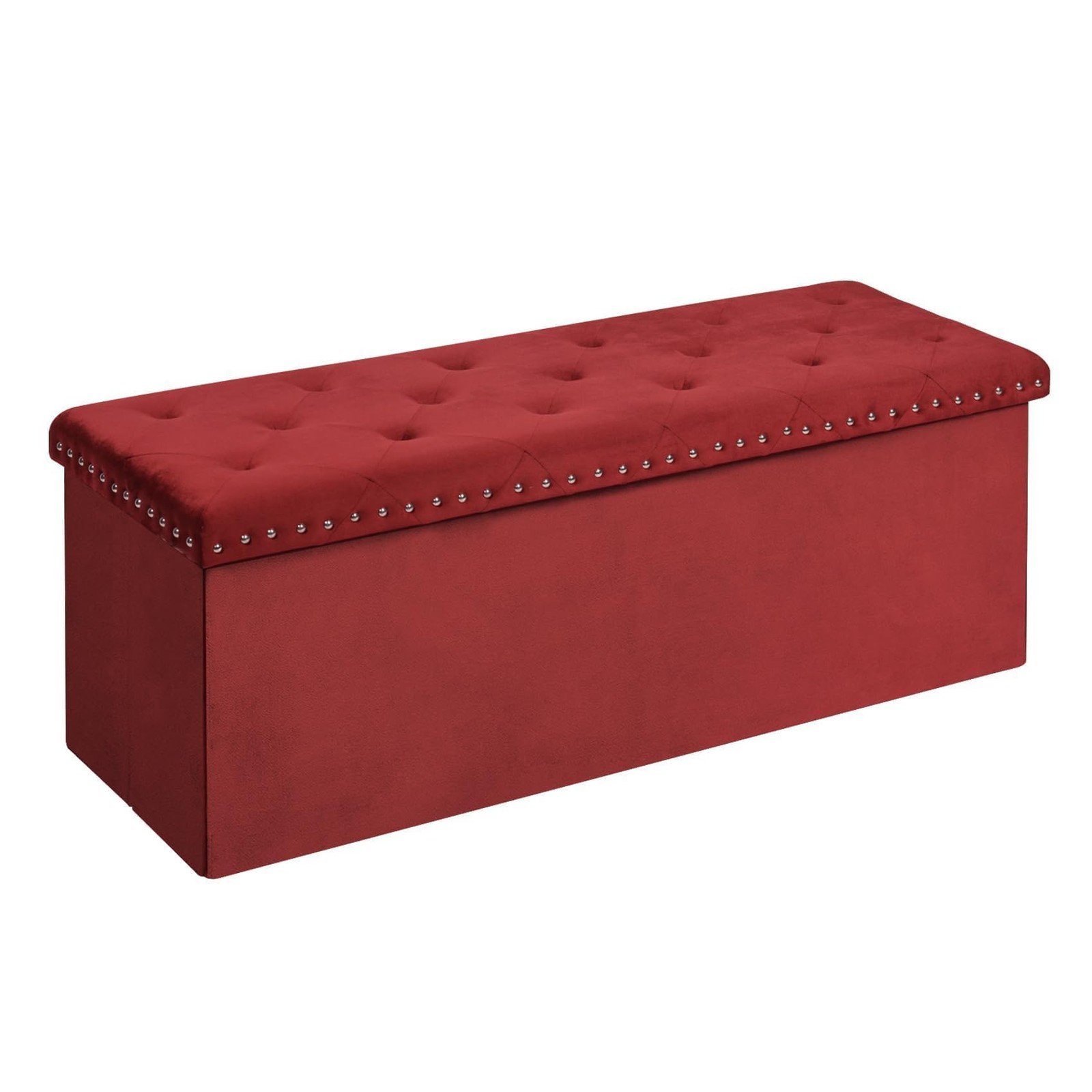 Luxury Velvet Fabric Storage Ottoman Bench, Extra Large 140L Toy Chest Storag...