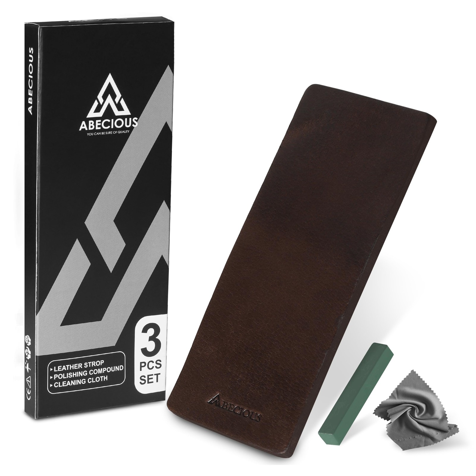 Leather Strop 3x8 Inch Buffing Block Honing Compound Knife Sharpening Tool