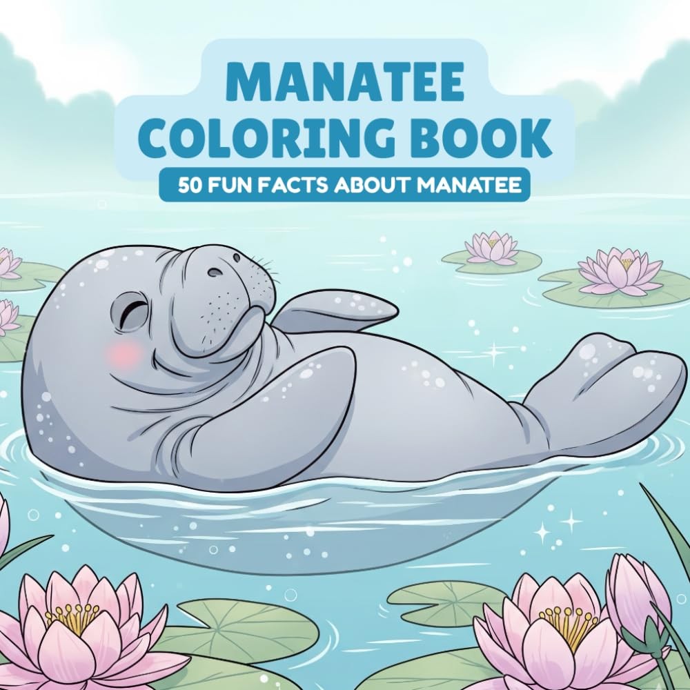 Manatee Coloring Book With Fun Facts: 50 Pages of Cute Manatees to Color and Lea