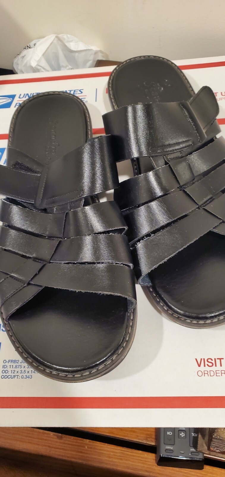 Men Black Leather Scandro Slip In Shoes 12