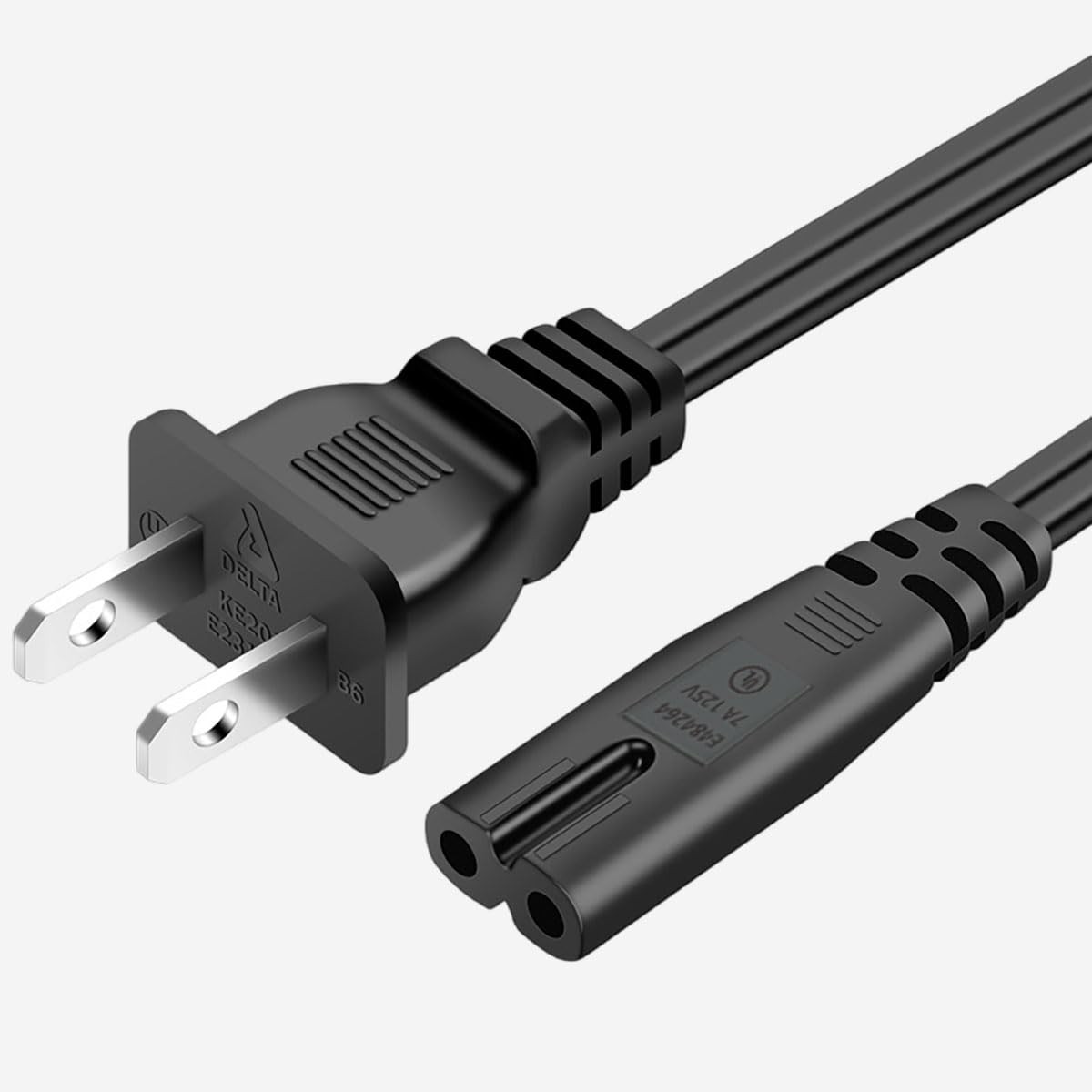 6FT 2 Prong AC Elliptical Power Cord for YOSUDA, GUGTTR, 6FT(1.8M), Black