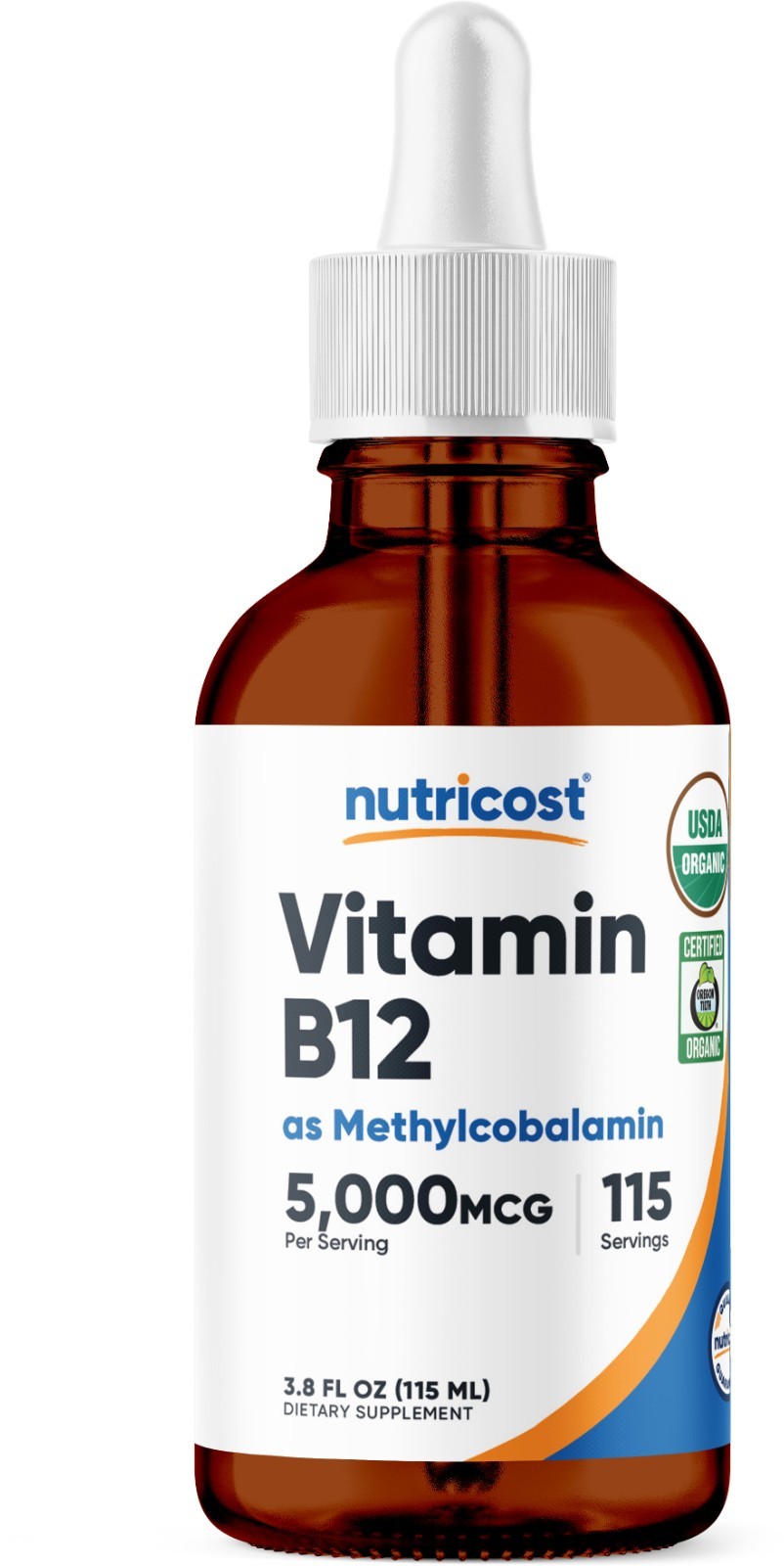 Nutricost Organic Vitamin B12 Liquid Drops (5,000mcg) - 3.8 Fl Oz, USDA Organic