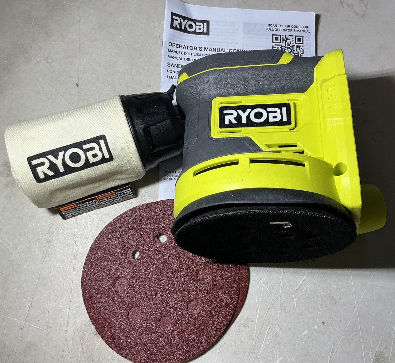 RYOBI  PCL406 ONE+ 18V 5 in. Random Orbit Sander W/ Carry Bag NEW