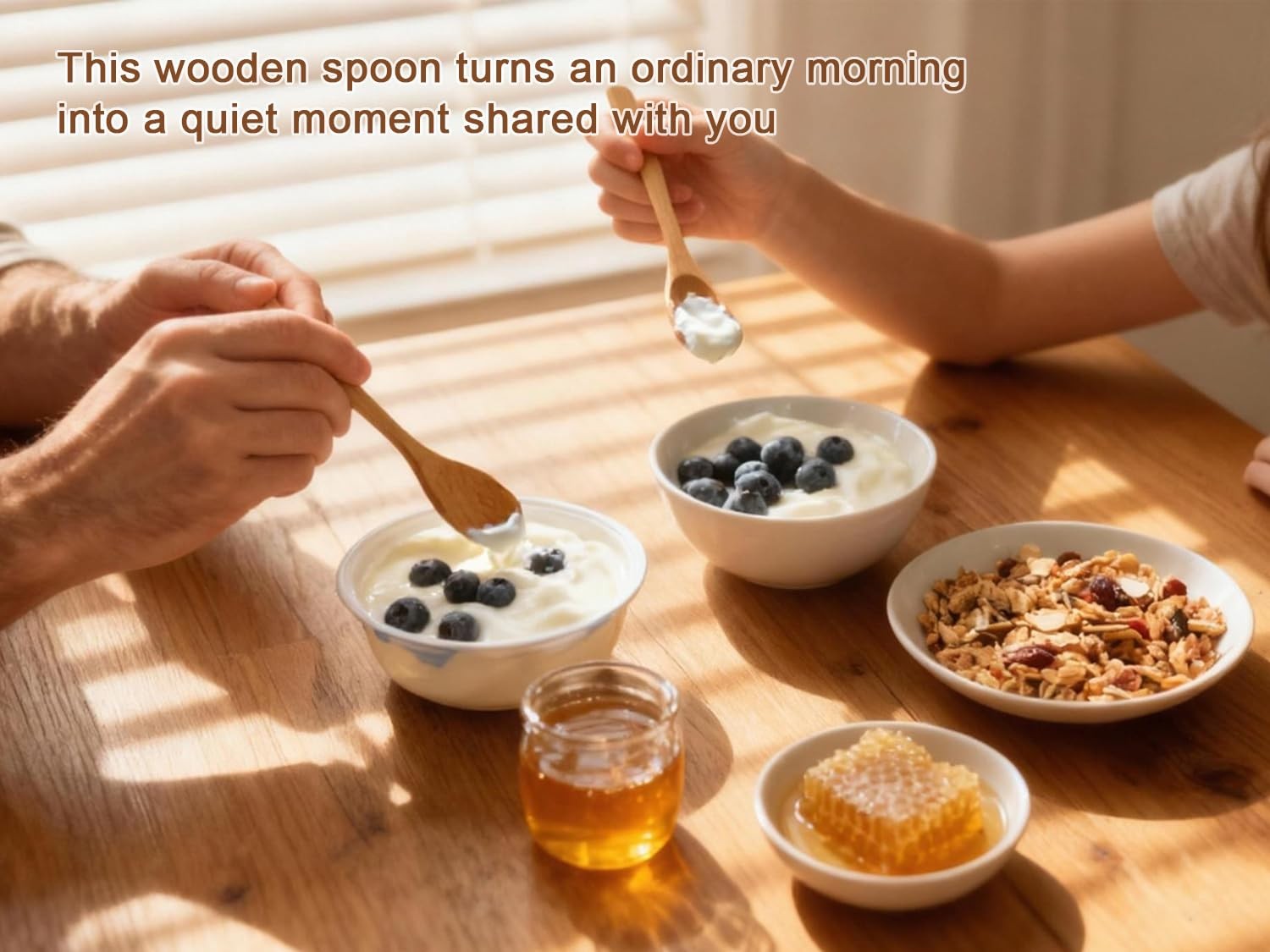 6 Piece Small Wooden Spoons Set - Premium Beech Multiple Sizes, Light Brown