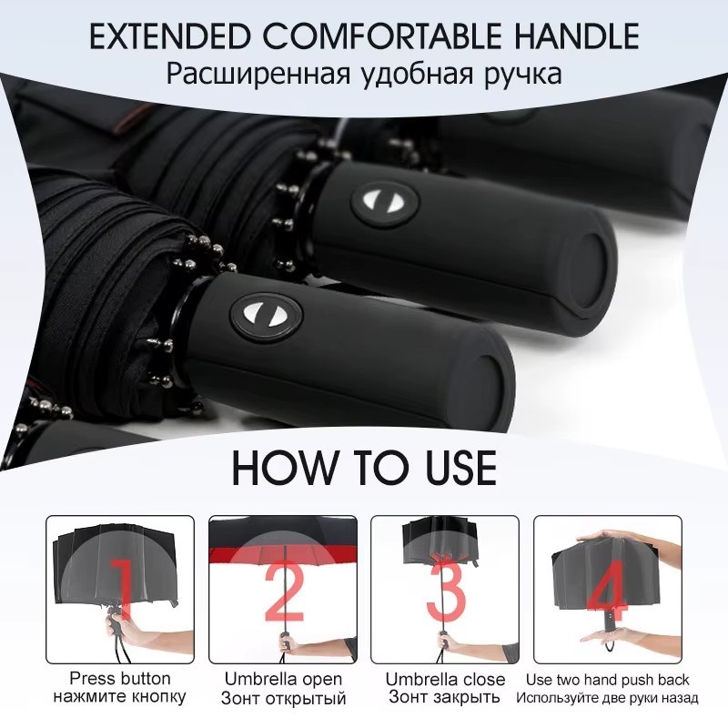 Windproof Double Layer Fully Automatic Anti Storm Resistant Umbrella Gift Men