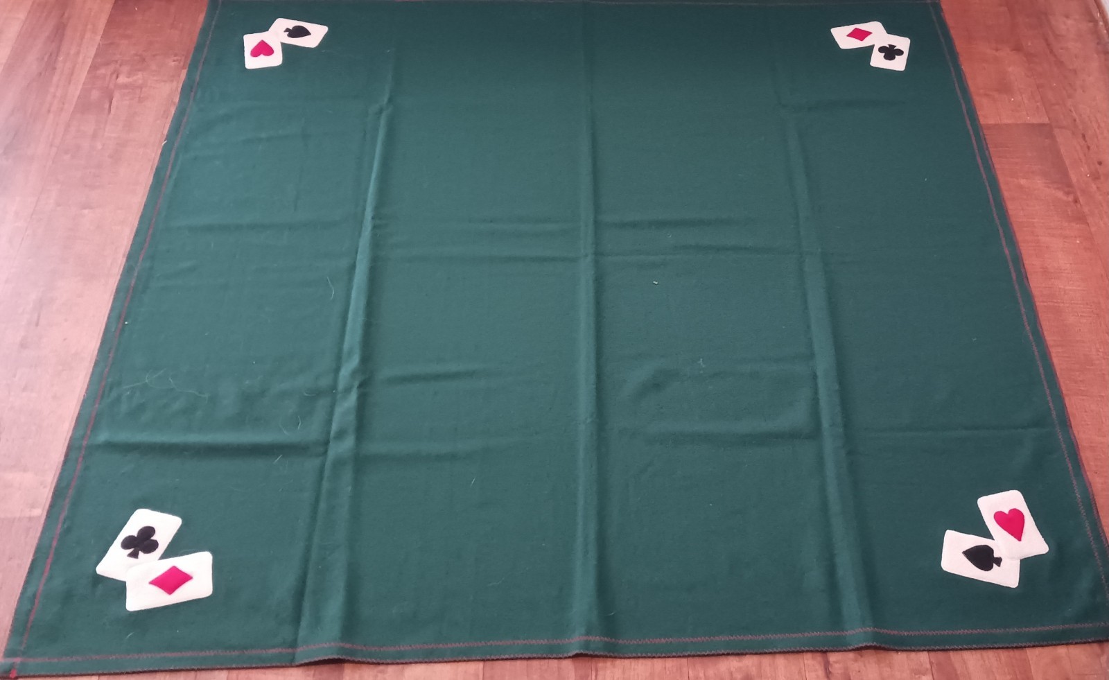 Vintage Playing Cards/Poker/Bridge Card Table Cover Tablecloth-Green Wool Blend
