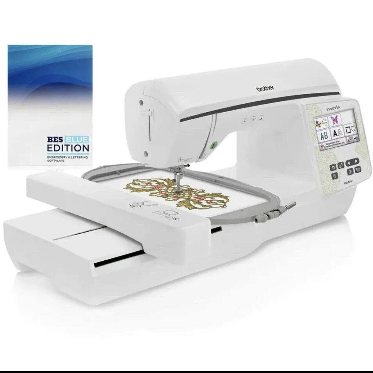 Brother NQ1700E Computerized Embroidery Machine 6X10 Hoop and BES Blue Software