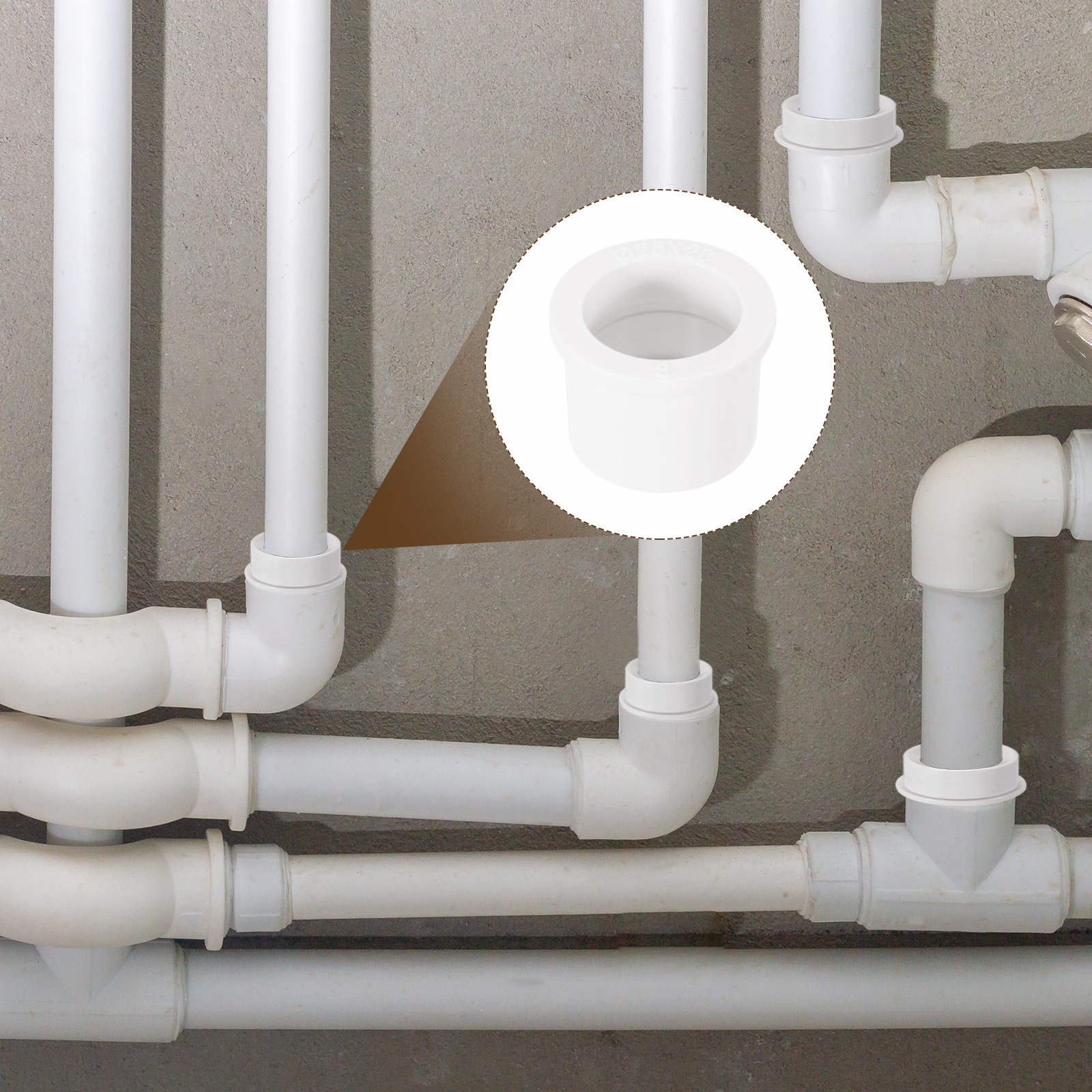 10 Pcs PVC DWV Reducer Bushing 3/4" x 1/2" (Socket x Socket) Connector White
