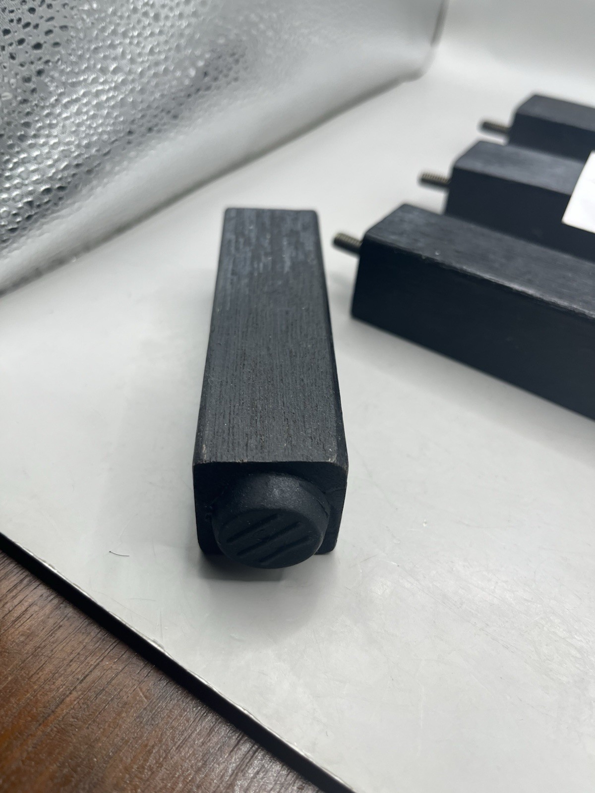 Bed Risers 4” 8-Pack Black Wooden New Screw- In Rectangular