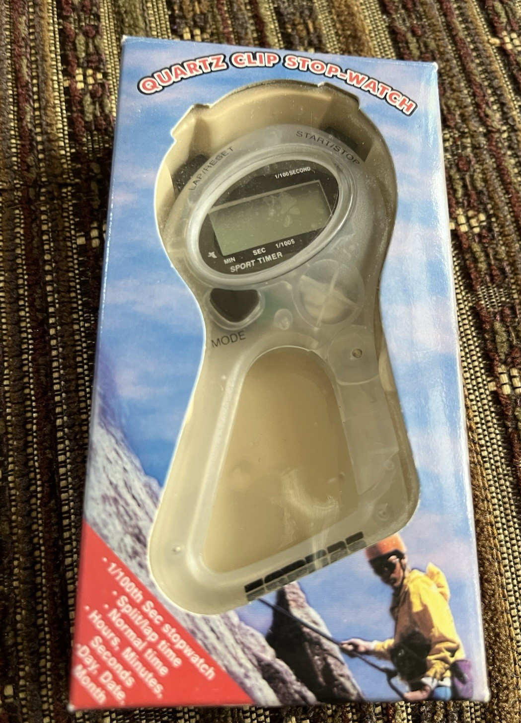 Vintage Clip Quartz Stopwatch Sports Timer W/ Box