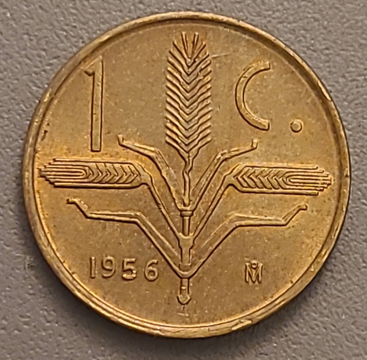 1956 Mo Mexico 1 Centavo Coin - Brass - Eagle and Serpent - Wheat Ear