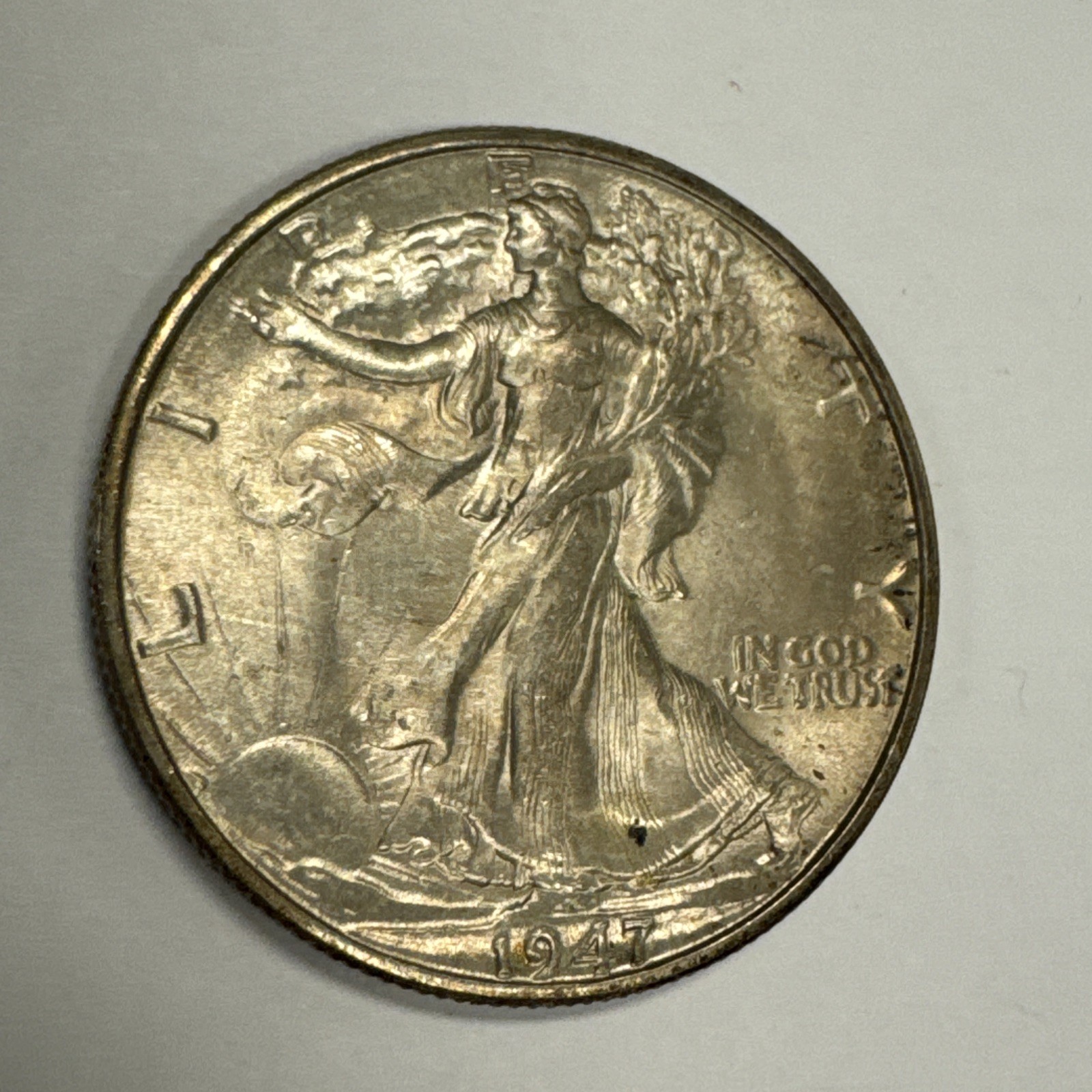 1947-D Walking Liberty Half Dollar Uncirculated-Toned