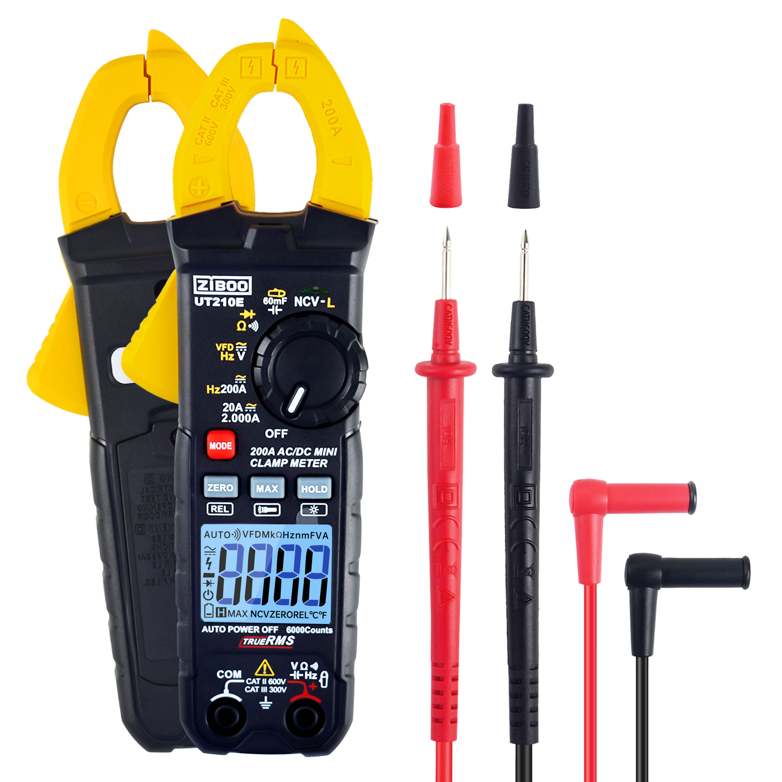 ZIBOO UT210E Clamp Meter Digital Multimeter Handheld RMS AC/DC Mini Resistanc