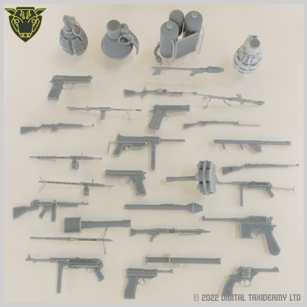 WW2 Weapons - 1/18 1/12 1/10 1/6 - MG42, MG34, Garand, Bren, M3, Mauser, Colt