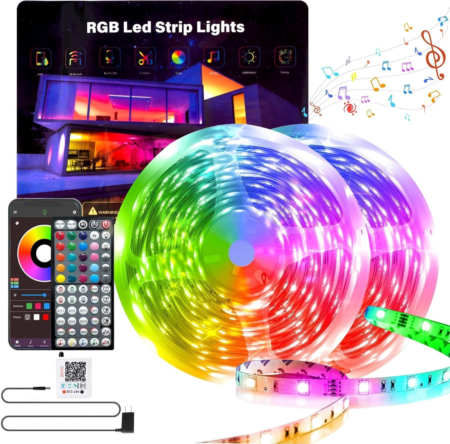 Led Lights for Bedroom 200FT 2 100FT Color Changing RGB Led Strip Lights With
