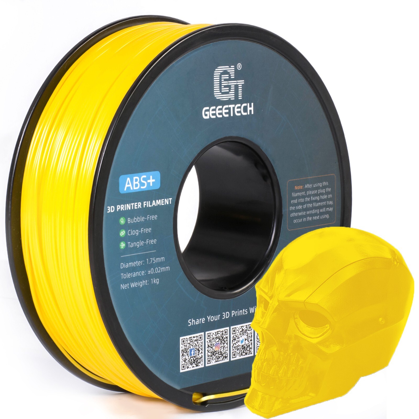 GEEETECH Filament ABS+ Yellow 1.75mm 1kg/roll Consumables For FDM 3D Printer
