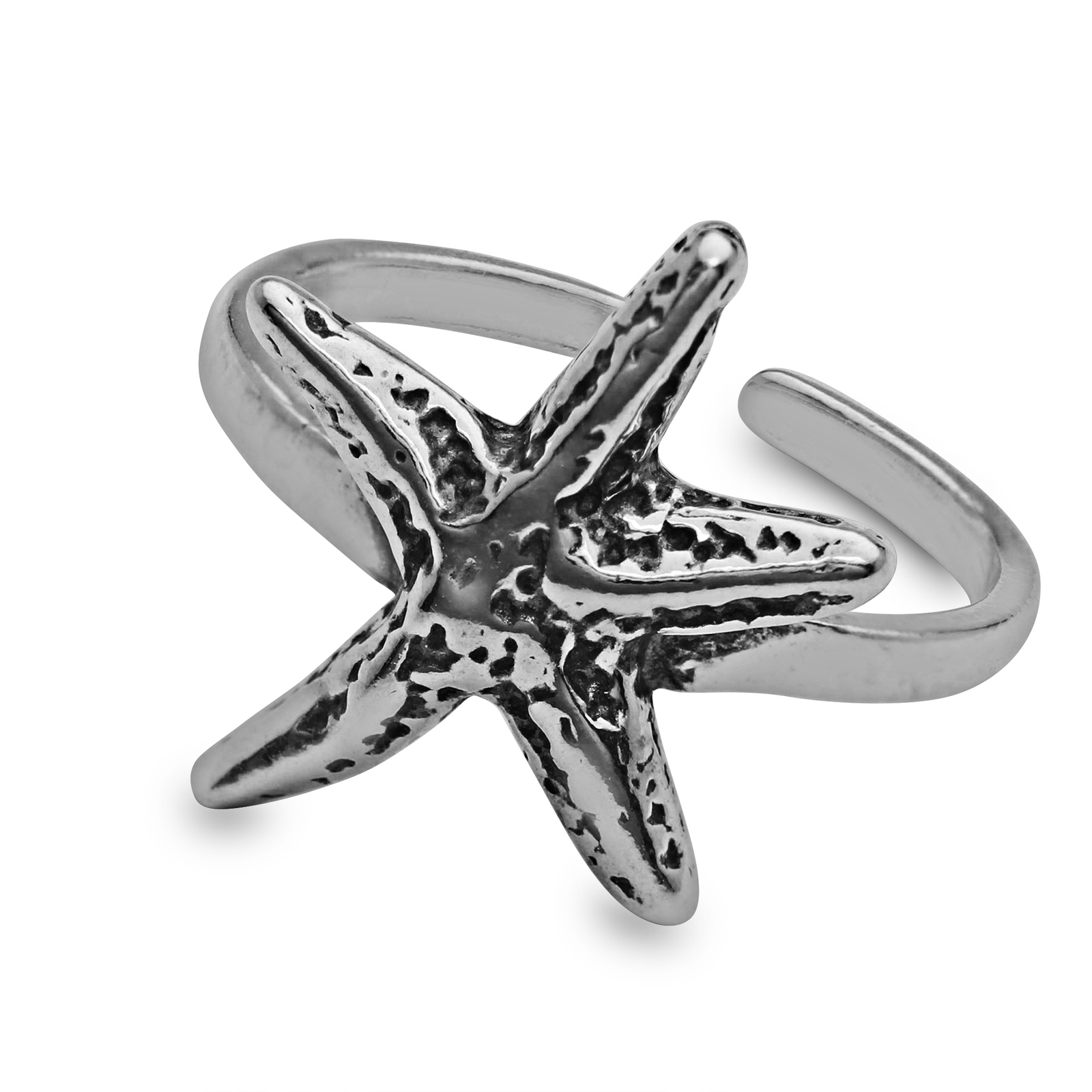 Sterling Silver Starfish Toe Ring 925 Adjustable Beach Jewelry