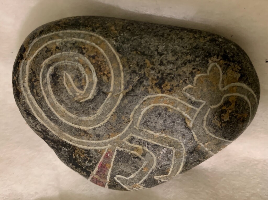 Peruvian Black stone with the Nazca lines monkey design