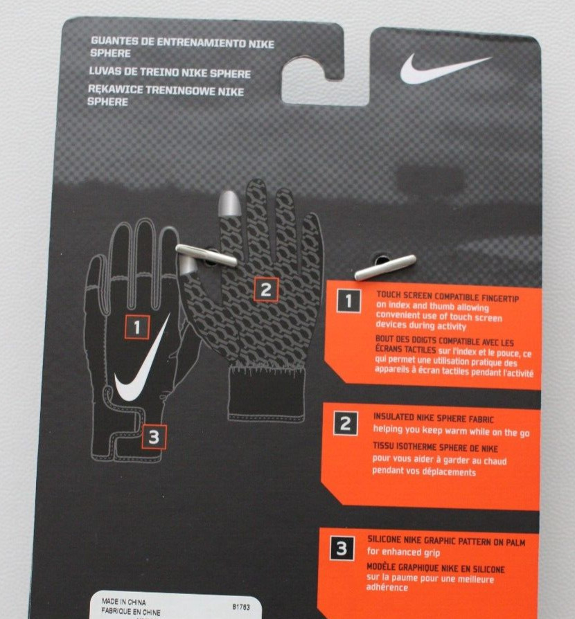 Nike Sphere Training Grip Gloves Men's XL Black/White