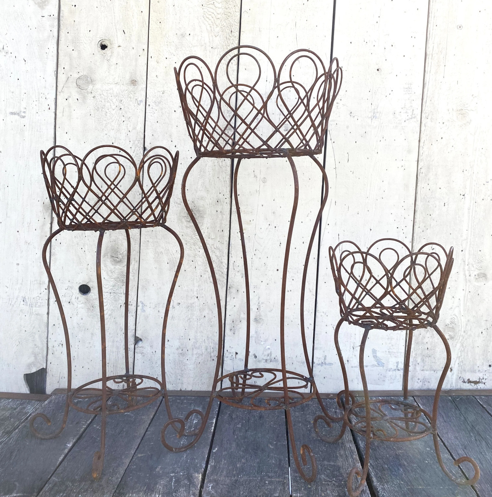 Medium 28" Queen Plant Stand Wrought Iron Rustic Sturdy flower basket