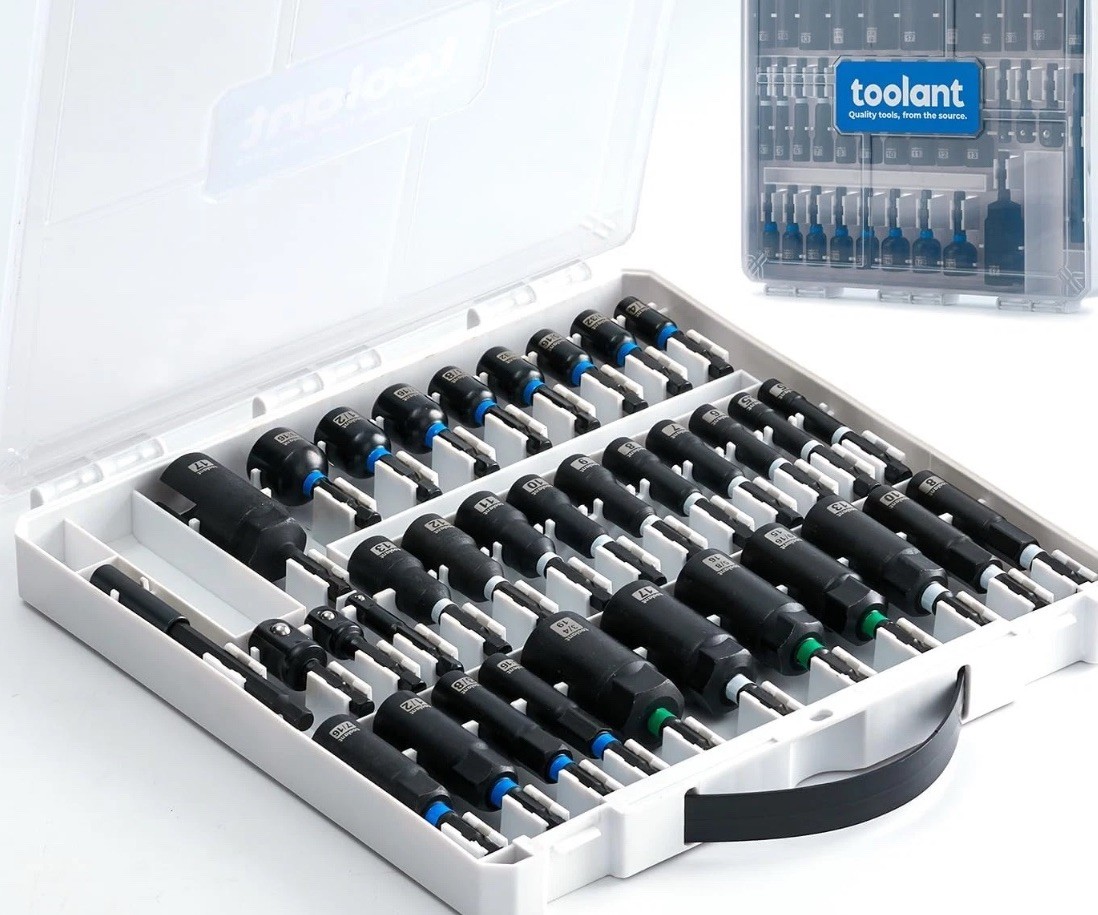 Toolant Magnetic Nut Driver Set SAE Metric Impact Drill Socket Bit Set w Case