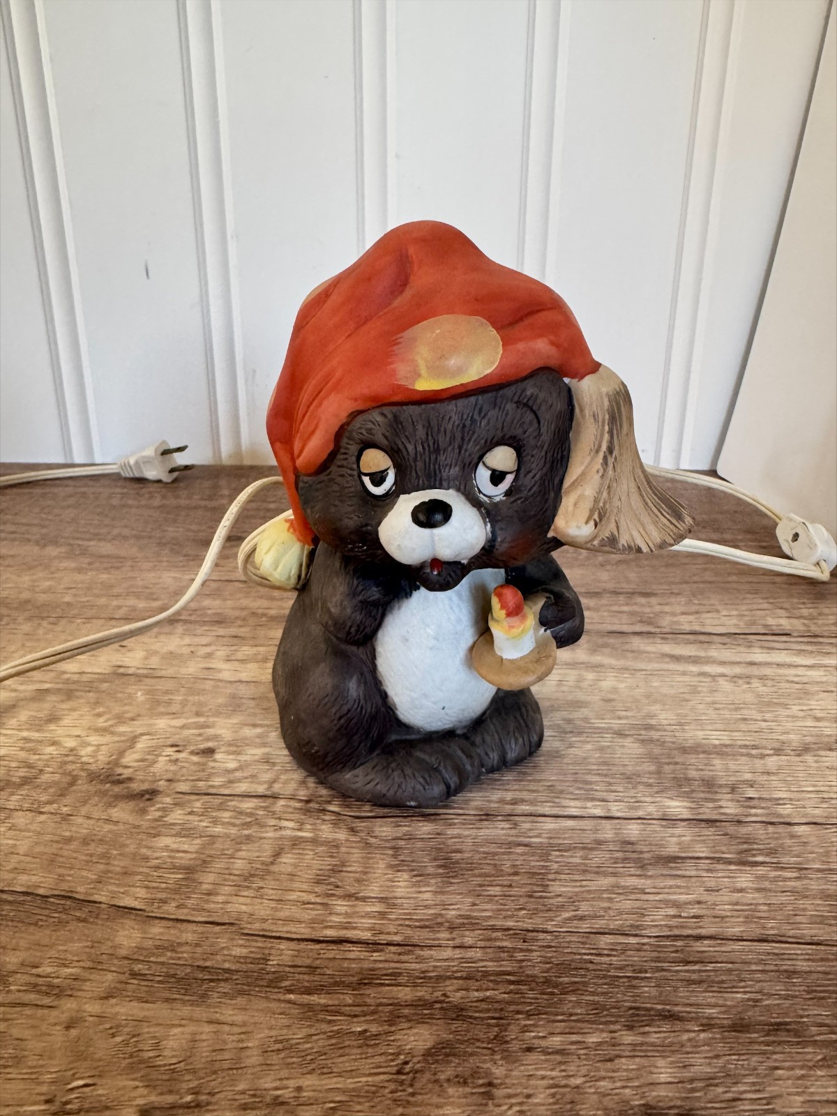 Interpur Puppy Dog Night Light Ceramic Nursery Lamp Vintage Taiwan Collectible