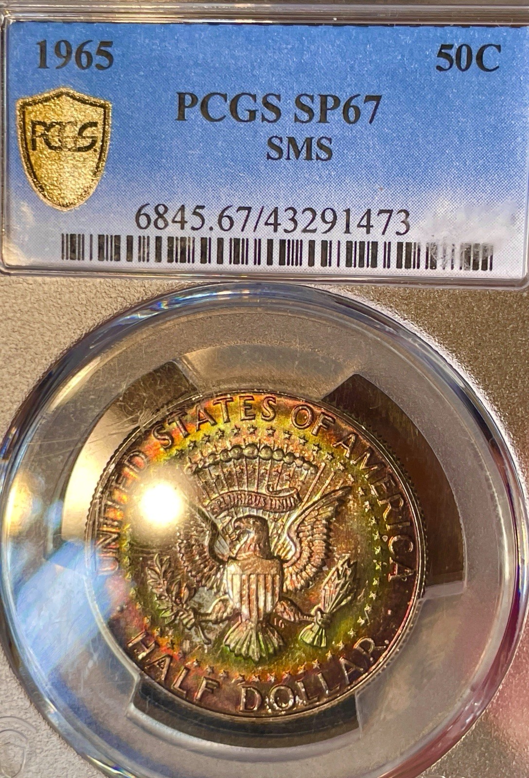 1965 SMS Kennedy Half Dollar PCGS SP67