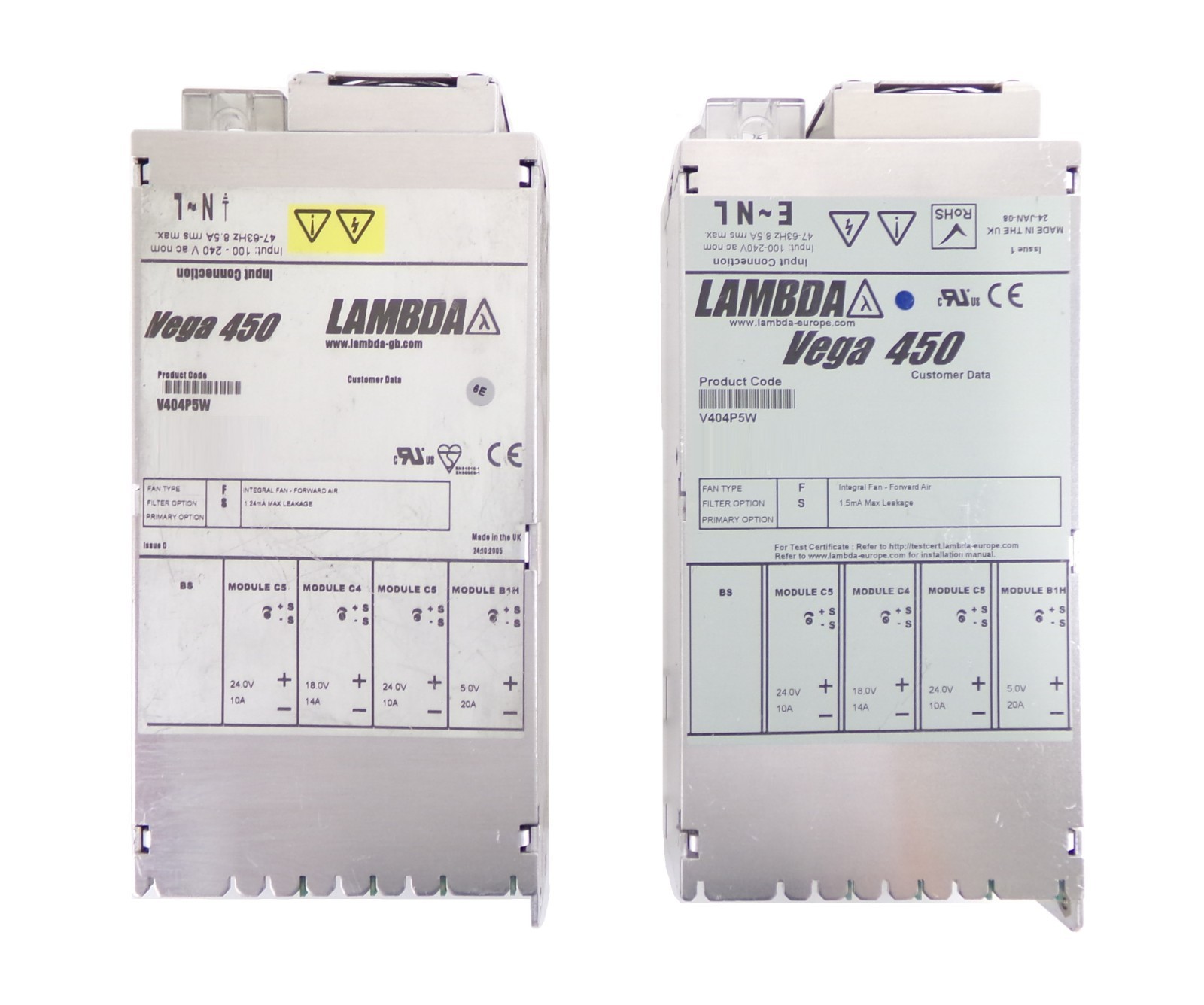 TDK-Lambda V404P5W Modular Power Supply Assembly Vega 450 Lot of 2 Working