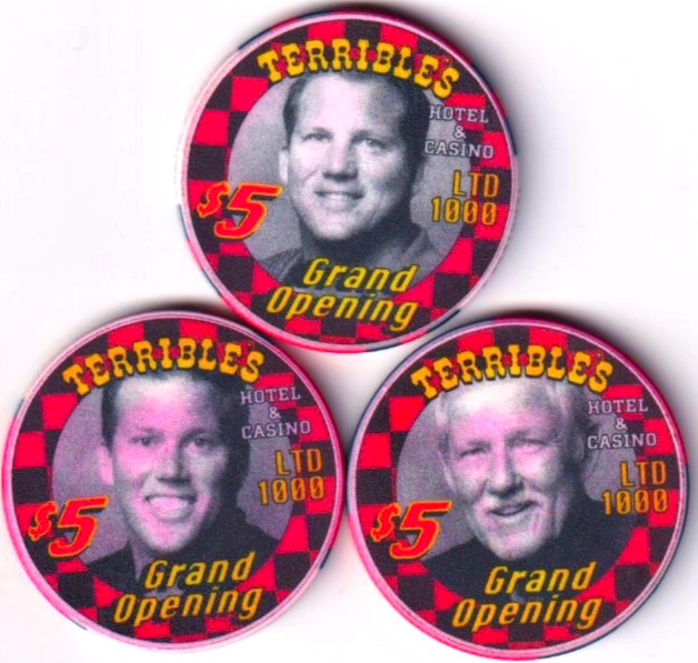 Terribles Casino $5 first Anniversary Set of 3 Casino Chips first Las Vegas