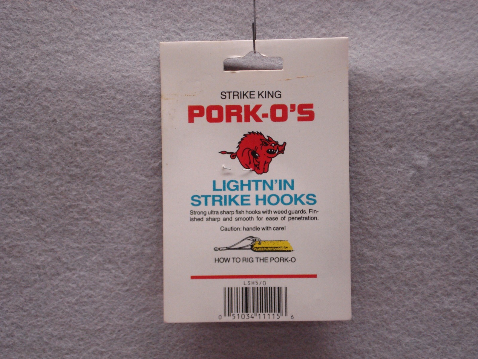 Strike King Lightn'in Porko Hooks, 5/0, Weedless, 5 pack