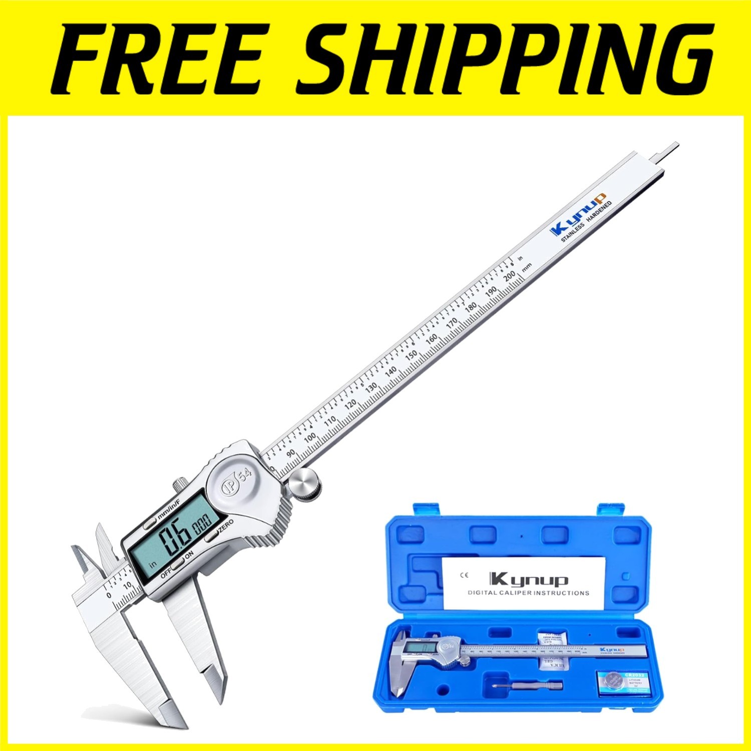 Stainless Steel Digital Caliper, 8 Inch Measurement