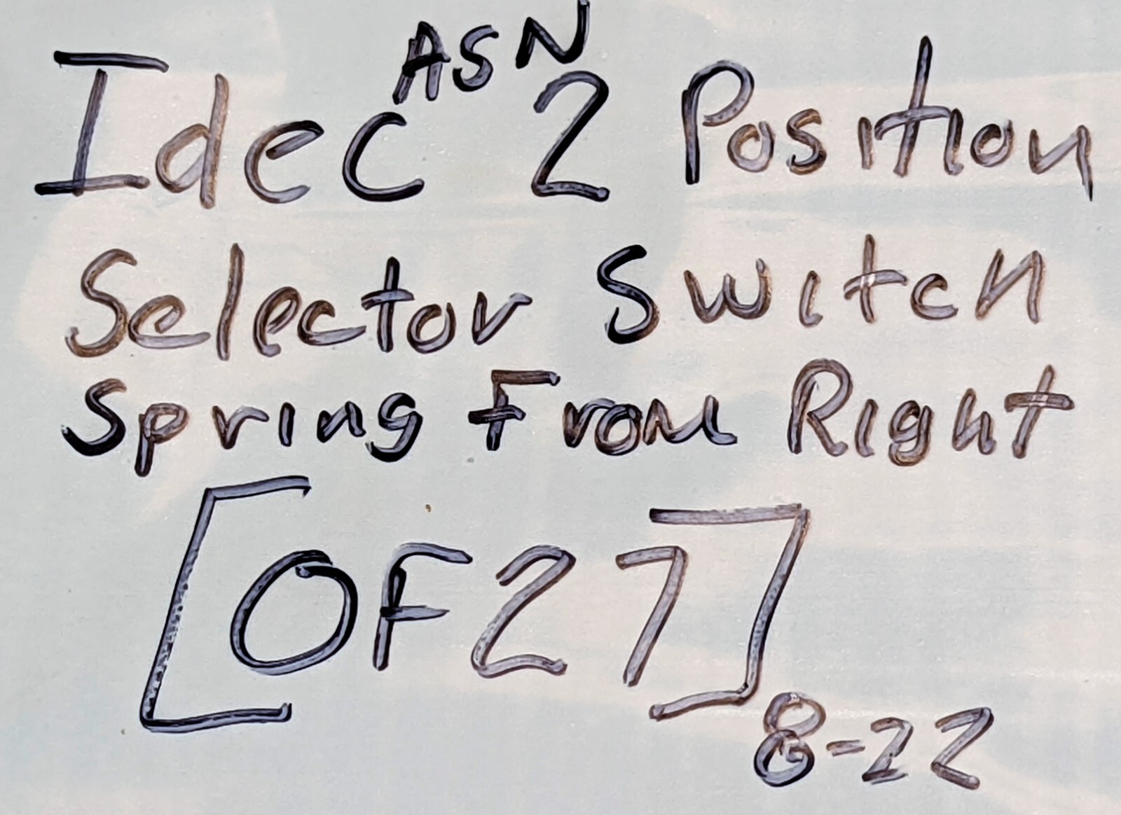 IDEC ASN 2 Position Selector Switch With Spring Left Return WORKING PULL [OF27]
