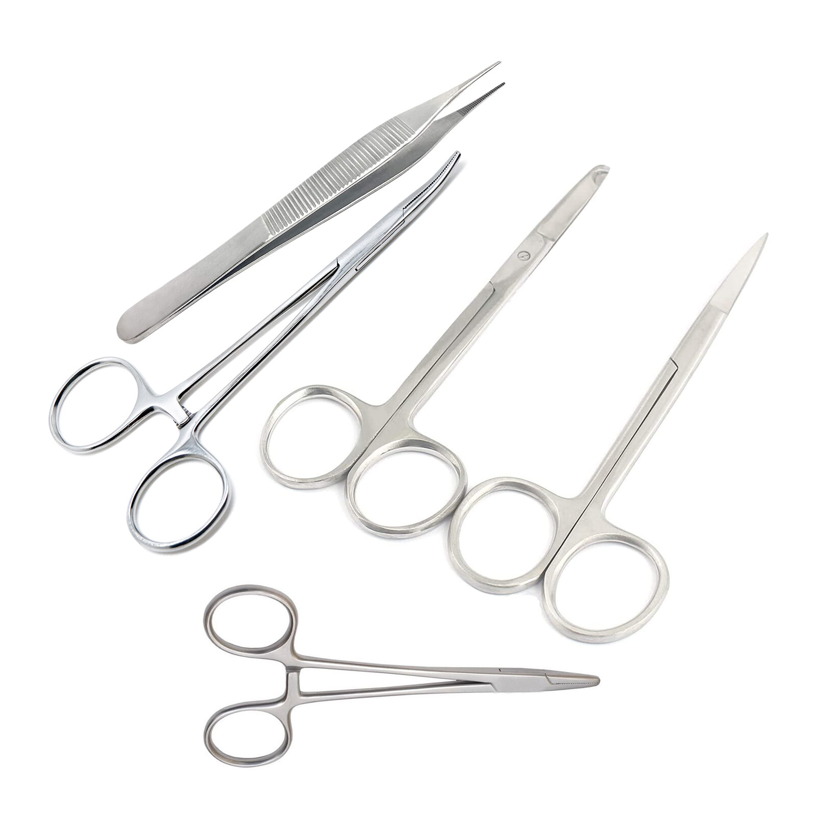 5 Pcs Suture Scissors Forceps Hemostats Needle Holders Surgical Instruments