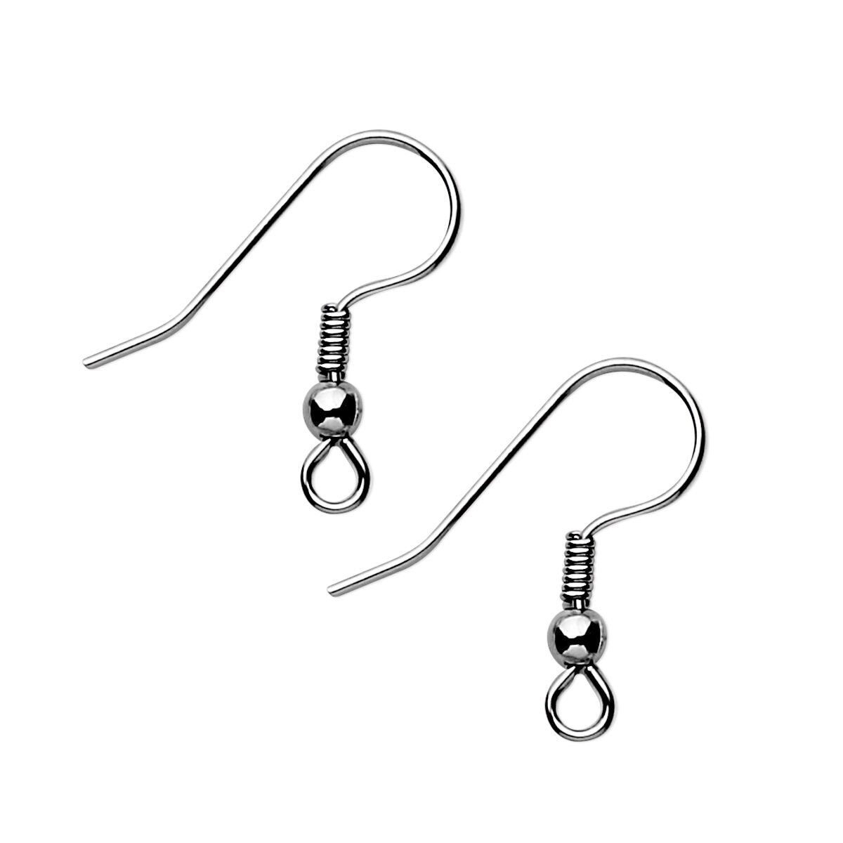 100 Stainless Steel 21 Gauge 17mm Fish Hook Earwires with 3mm Ball & 4mm Coil