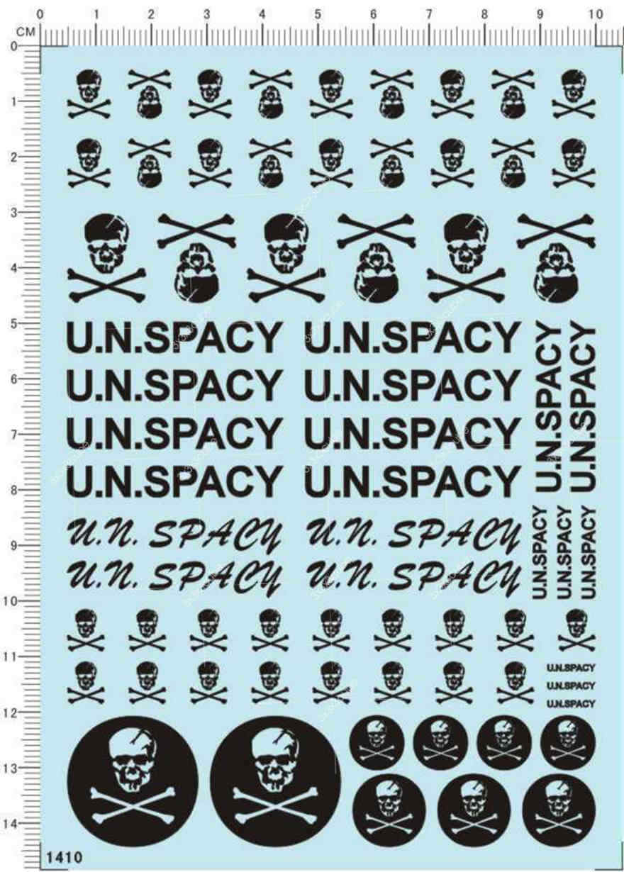 Universal Scales VF-1 Macross U.N.SPACY Skulls Model Kit Water Decal Black 1410