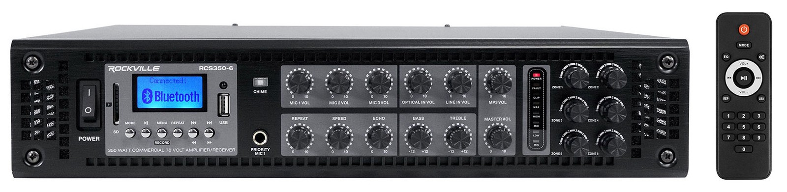 Rockville Commercial Receiver+(16) 8" 2Way Black Ceiling Speakers 4 Hotel/Office