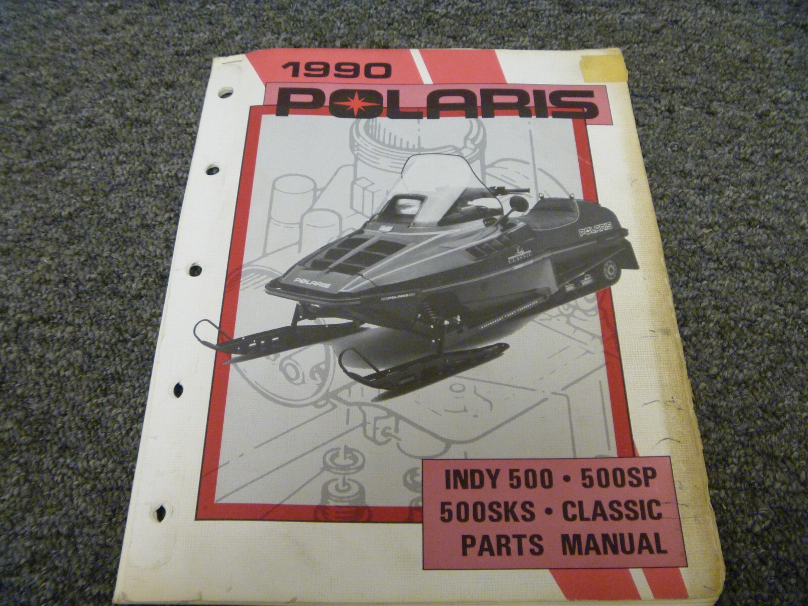 1990 Polaris Indy 500 500SP 500SKS Classic Snowmobile Parts Catalog Manual