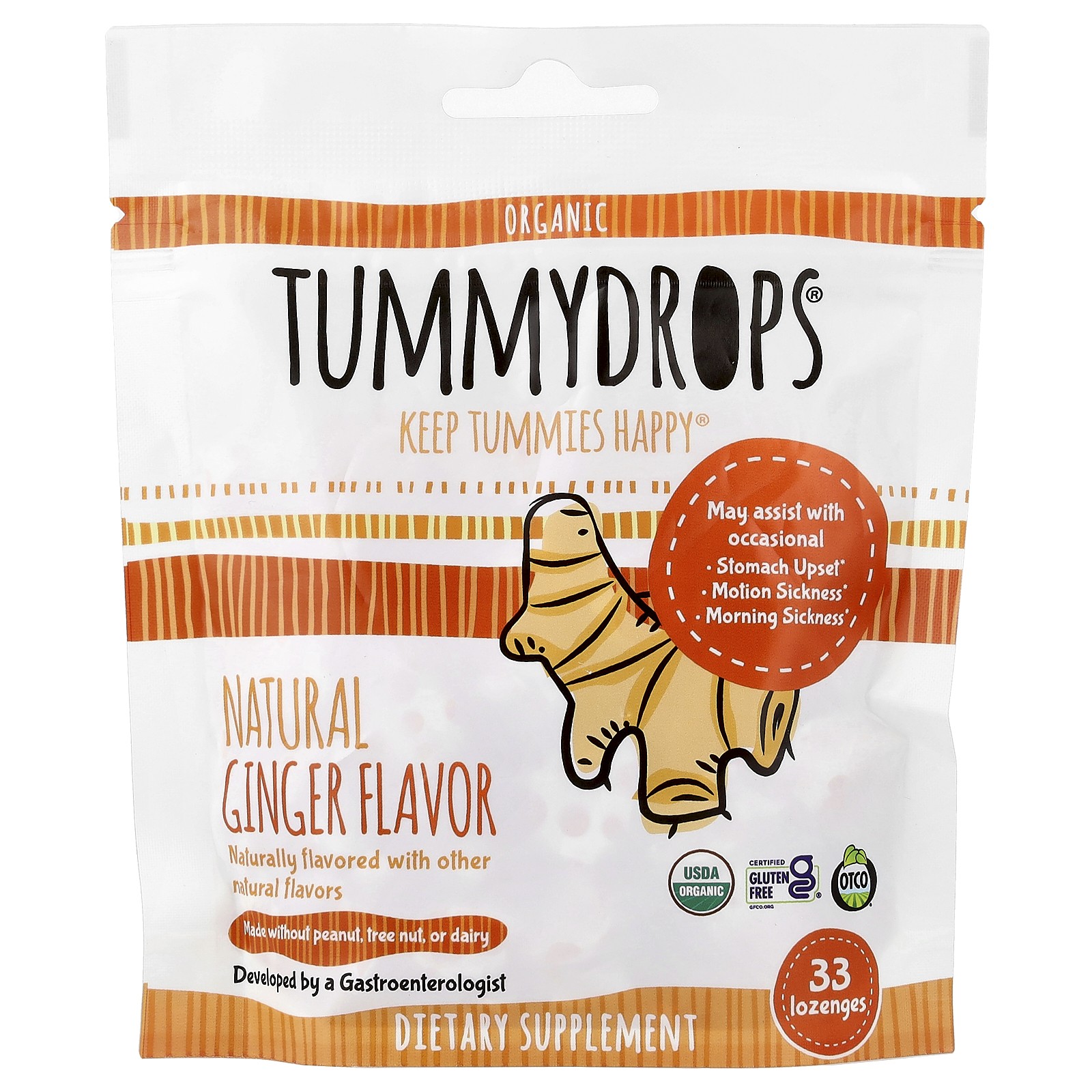 Organic Natural Ginger, 33 Lozenges