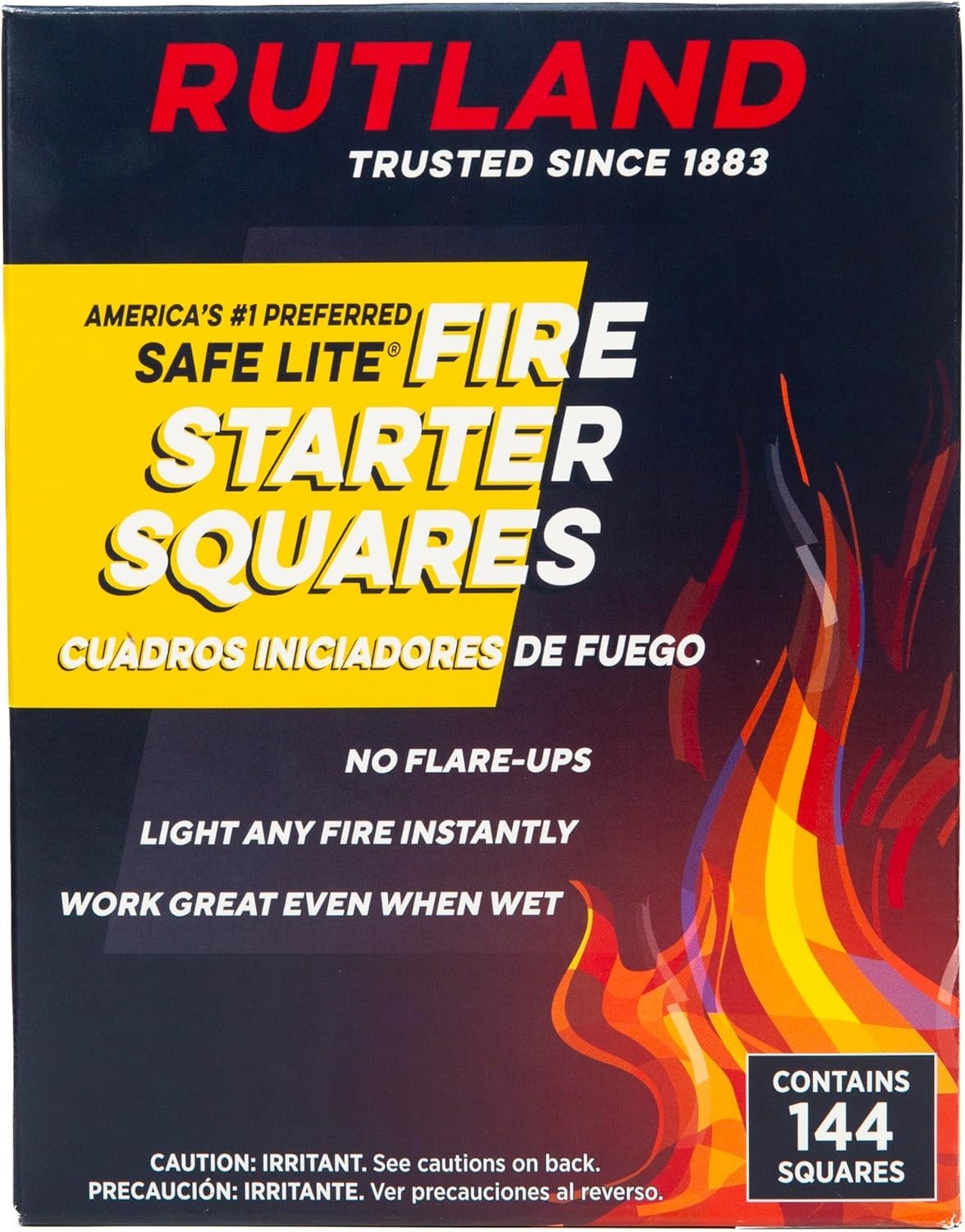 144pc Fire Starter Squares Odorless Charcoal Lighter for Grill Campfire & Pit